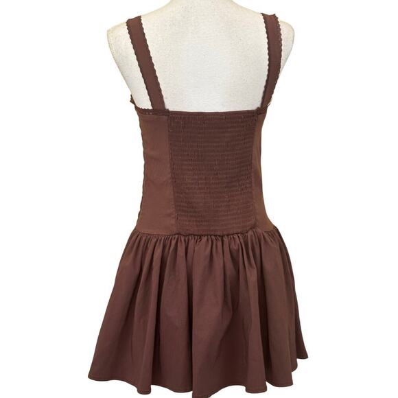 Coquette, milmaid mini dress, brown, medium, cottagecore, dollcore, romantic - Picture 3 of 6